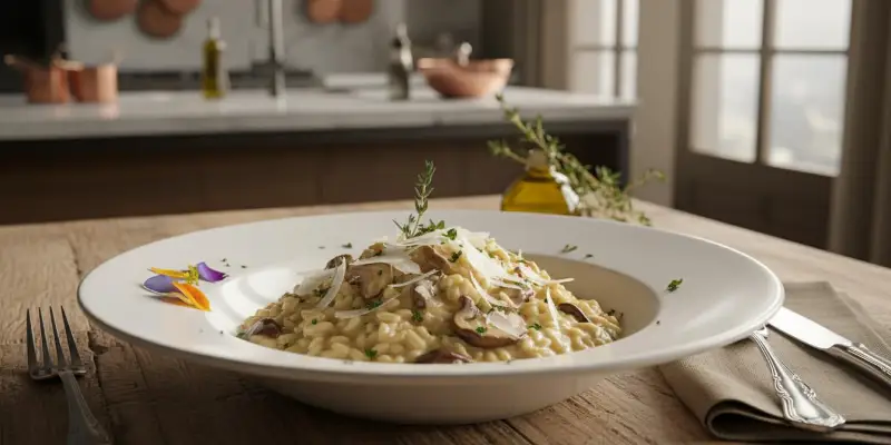 Risotto Crémeux aux Champignons et Parmesan