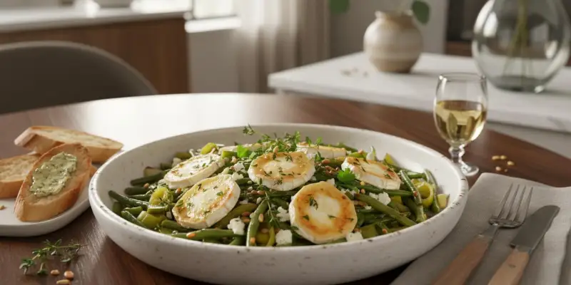 Poêlée de Poireaux et Céleri au Chèvre et Haricots Verts