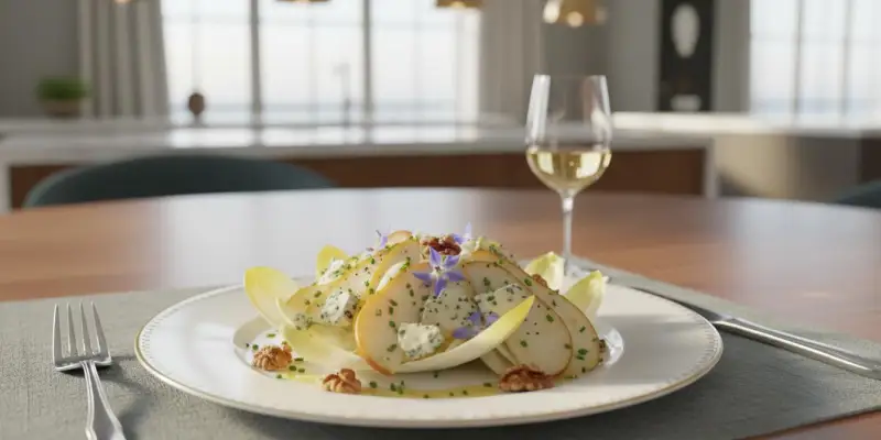 Salade d’endives, poires, noix et roquefort
