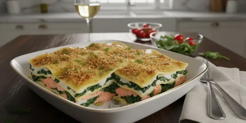 Lasagnes Crémeuses au Saumon et Épinards