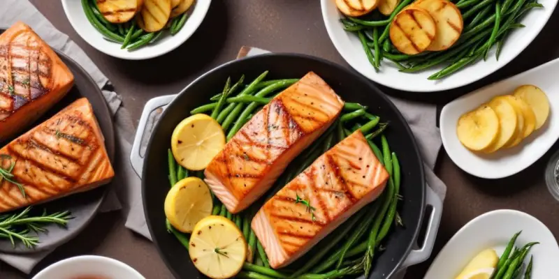 Saumon Grillé, Haricots Verts et Pommes de Terre Nouvelles