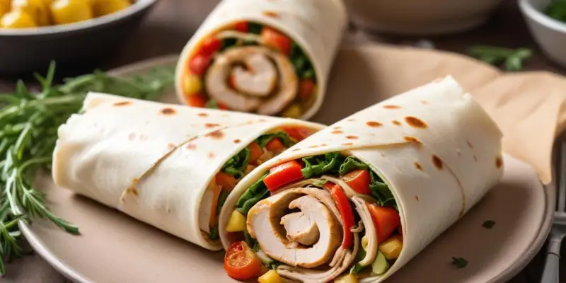 Wrap au Poulet aux Herbes et Poivrons Marinés