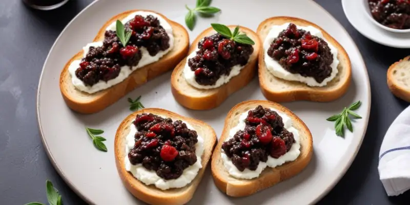 Toasts de Tapenade Noire et Ricotta