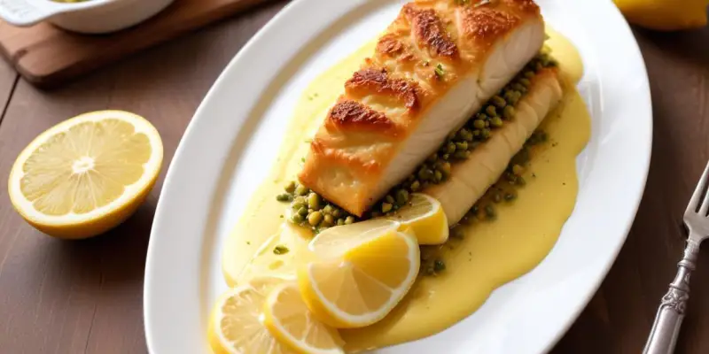 Cabillaud rôti en croûte de pistache et citron confit