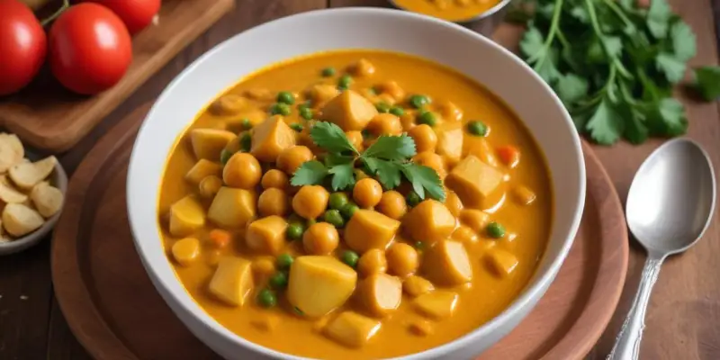 Curry de patate douce et pois chiches au lait de coco