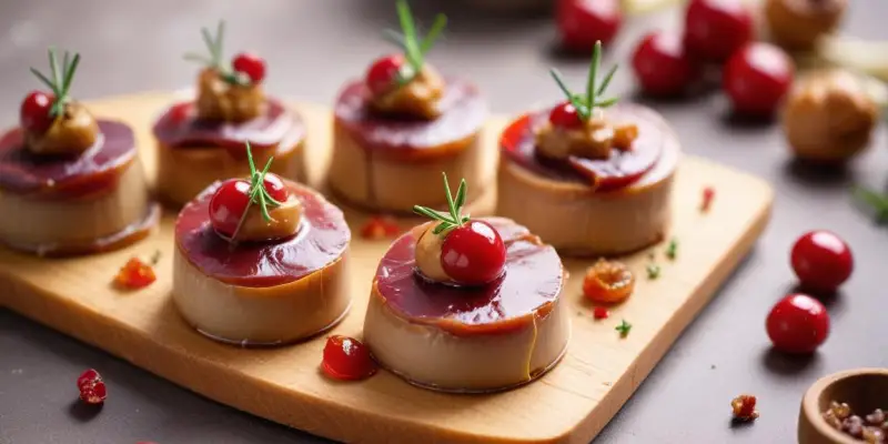 Bouchées de foie gras et confit d'oignons rouges