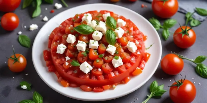 Tartare de tomates à la feta et à l'origan