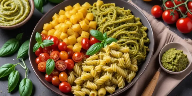 Pâtes printanières aux légumes frais et pesto maison