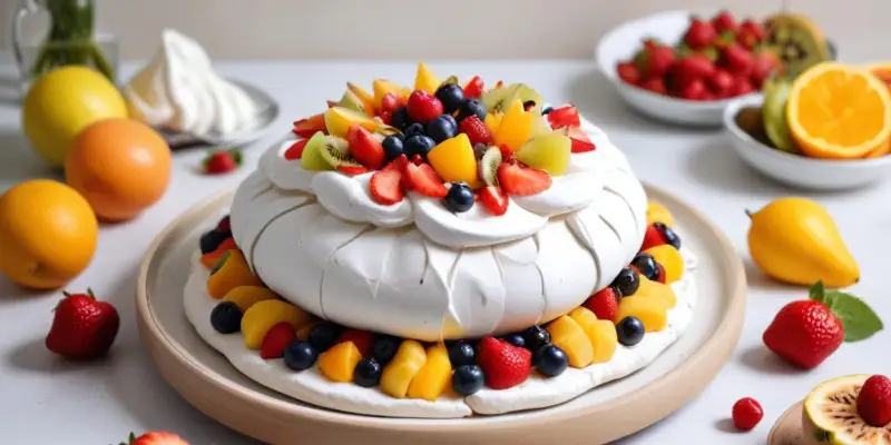 Pavlova aux fruits exotiques