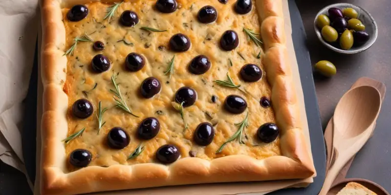 Focaccia aux olives et romarin