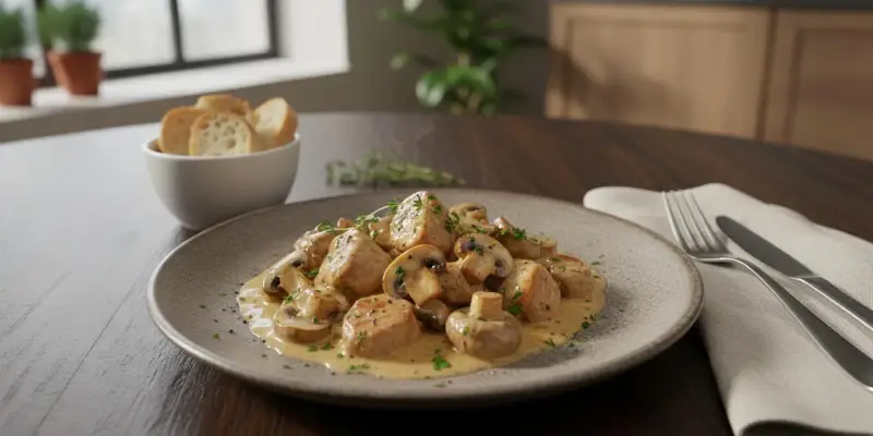 Sauté de Porc Crémeux aux Champignons de Paris