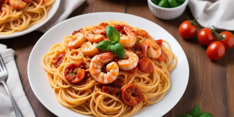 Spaghetti aux Crevettes et Chorizo