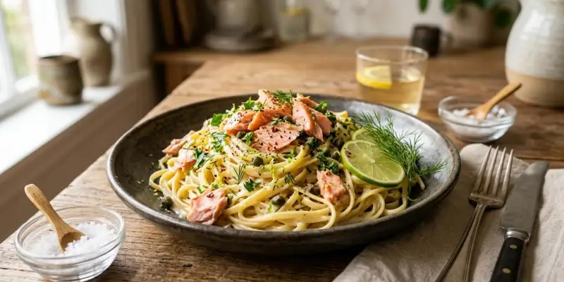 Linguine Rummo à la Truite Fumée et Citron Vert