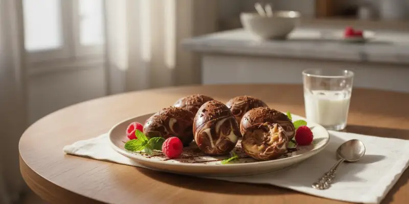 Petits Œufs au Lait Marbrés aux deux Chocolats à l'Airfryer
