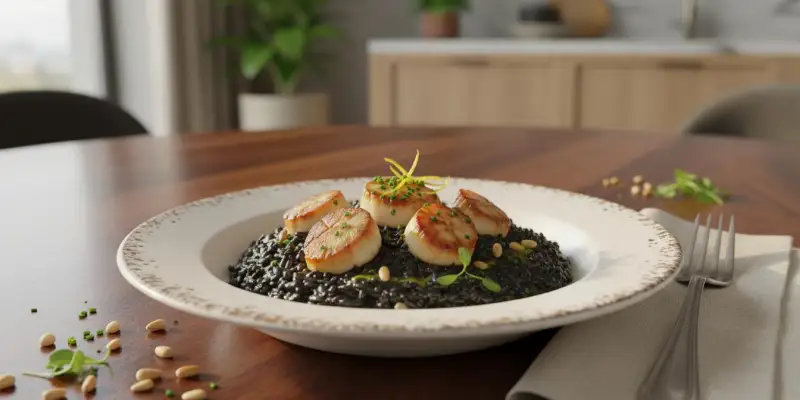 Risotto Noir aux Noix de Saint-Jacques