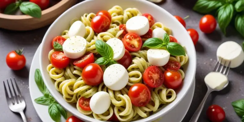 Salade de Pâtes Estivale au Pesto, Mozzarella et Tomates Cerises
