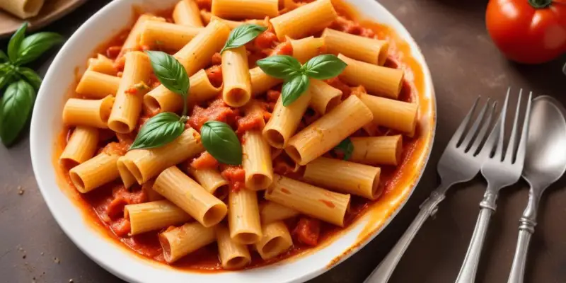 Mezzi Rigatoni à la Sauce Tomate et Basilic