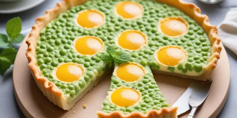 Tarte soleil aux petits pois, menthe et ricotta