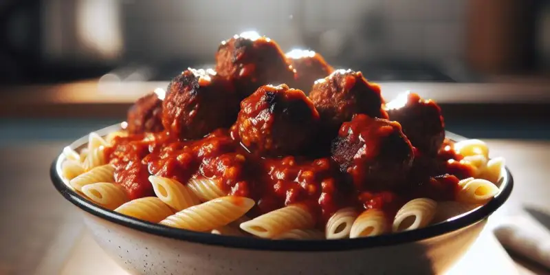 Pâtes aux boulettes de chipolatas à la sauce tomate