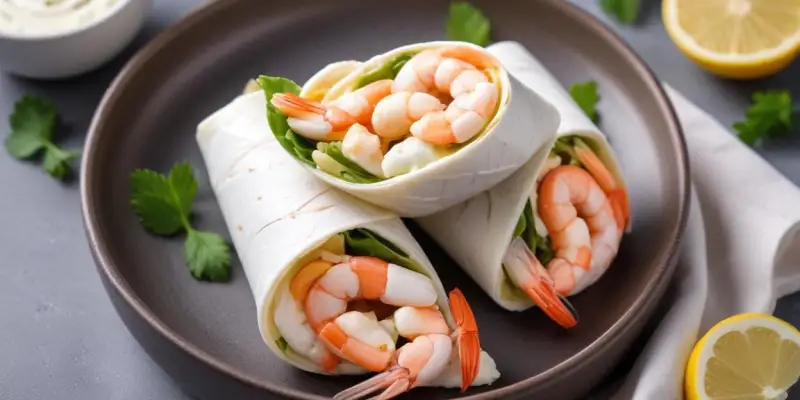 Wrap au fromage blanc et crevettes citronnées