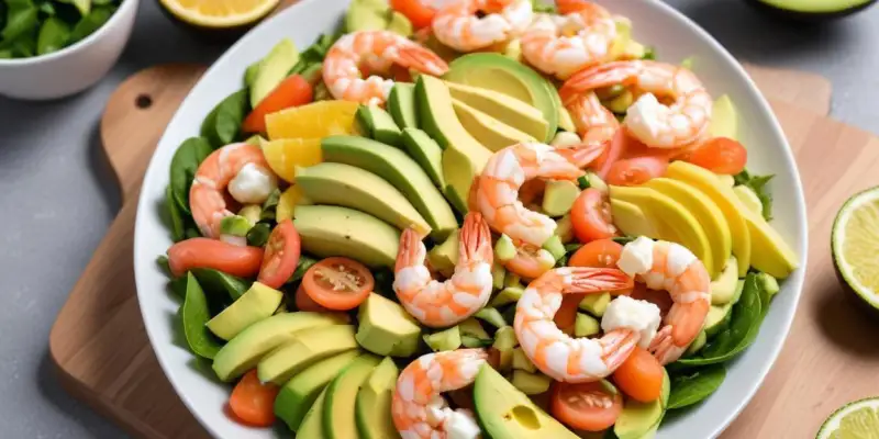 Salade fraîcheur pamplemousse, avocat et crevettes