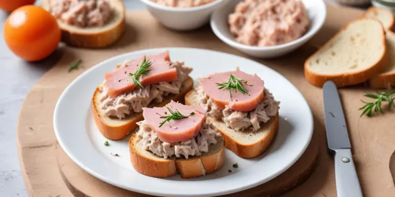 Rillettes de thon sur toasts grillés