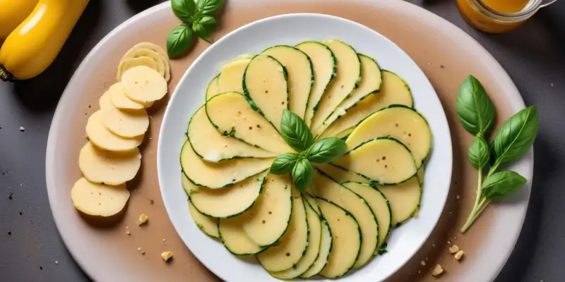 Carpaccio de courgettes au parmesan et basilic