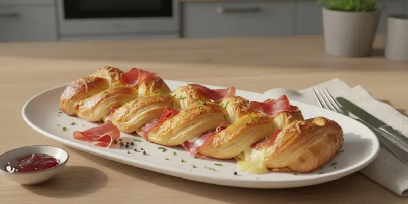 Tresse Feuilletée au Jambon Sec et Comté