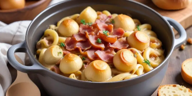 One Pot Pâtes Crémeuses aux Champignons et Bacon