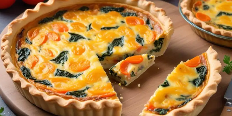 Quiche printanière aux poireaux, épinards et carottes