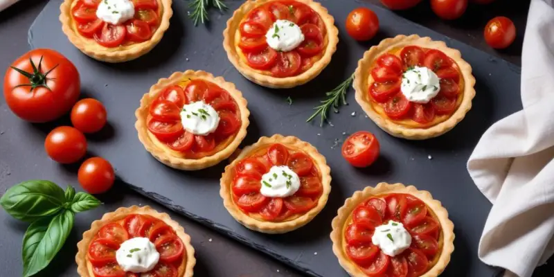 Mini tartelettes aux tomates confites et chèvre frais