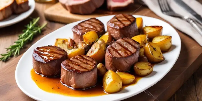 Brochettes de Filet Mignon de Porc au Miel et Moutarde à l'Ancienne