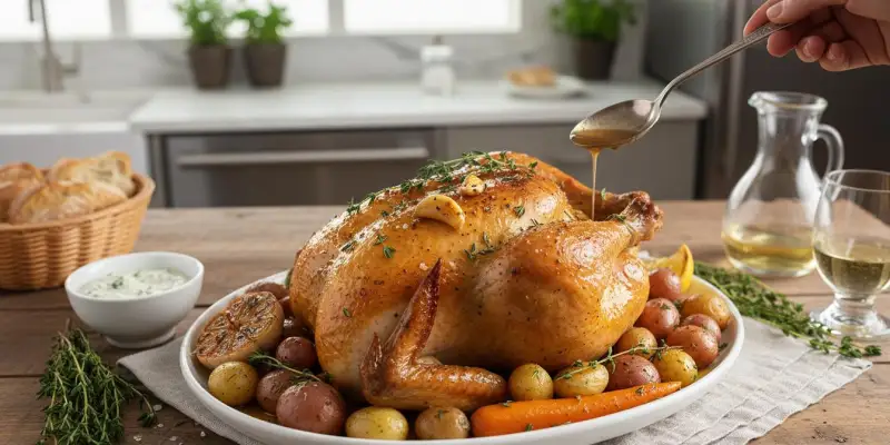 Poulet Rôti Traditionnel au Thym et à l'Ail