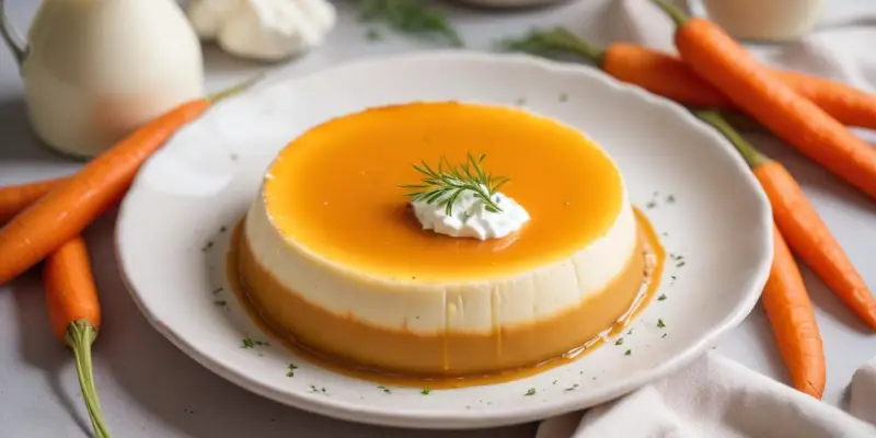 Flan de carottes nouvelles au cumin et crème de chèvre