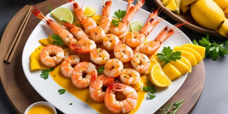 Brochettes de Gambas et Mangue Sauce Citronnelle