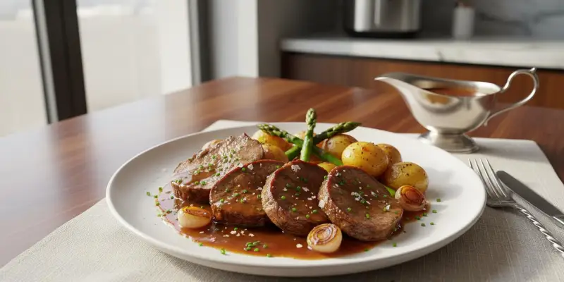 Langue de Bœuf Sauce Madère Modernisée à l'Airfryer