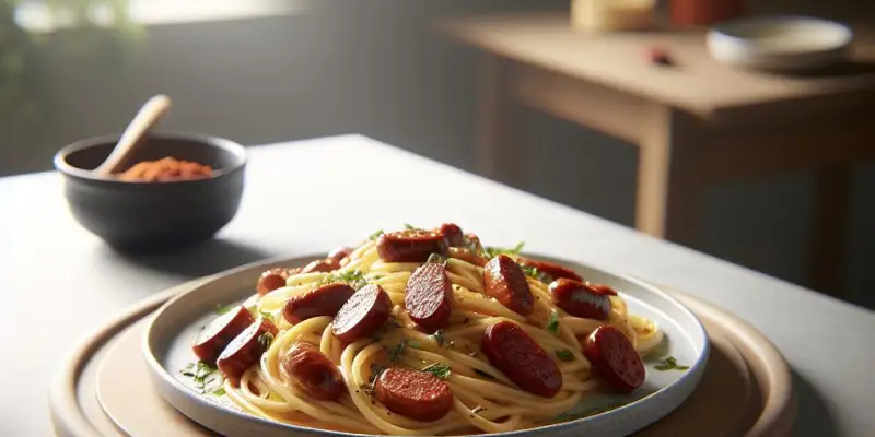 Linguine aux Merguez et Crème