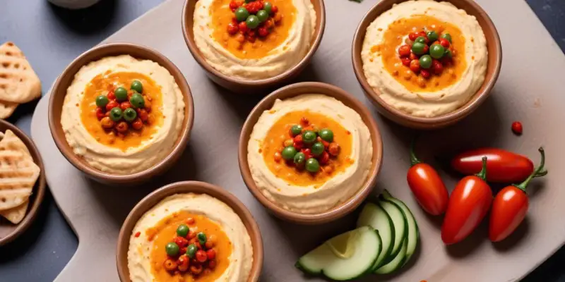 Verrines de Houmous, Pois Chiches Grillés et Paprika