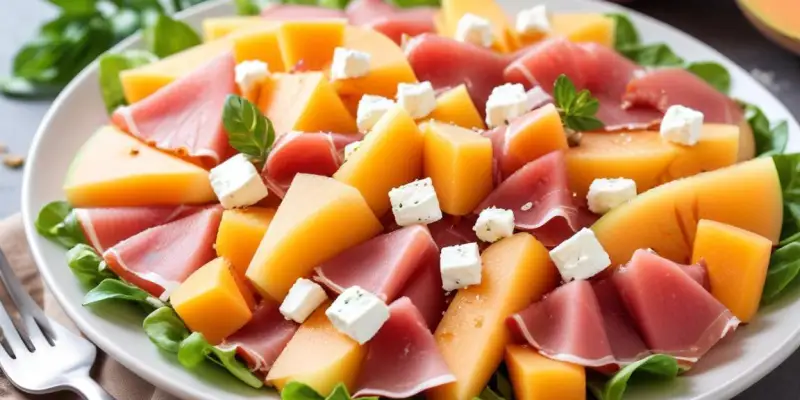 Salade Estivale Melon, Jambon Cru et Feta