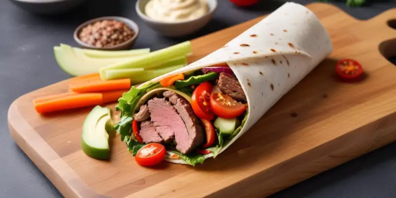 Wrap au Bœuf Mariné et Crudités Croquantes