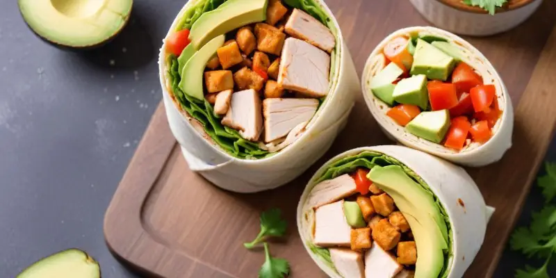 Wrap au Poulet, Avocat et Crudités