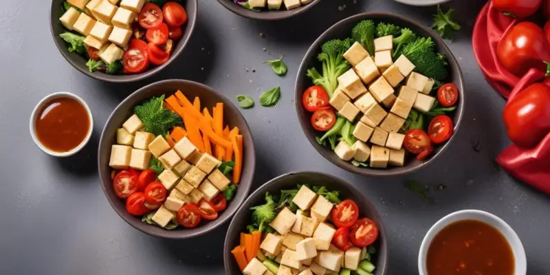 Salade de Tofu Mariné et Crudités Croquantes
