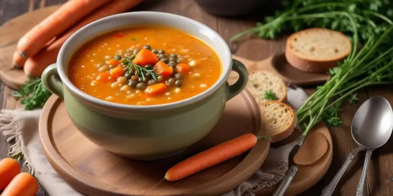 Soupe Rustique aux Lentilles et Carottes