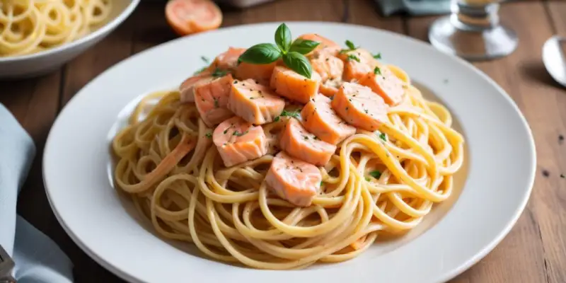 Linguine crémeuses au saumon fumé (sans vin blanc ni câpres)