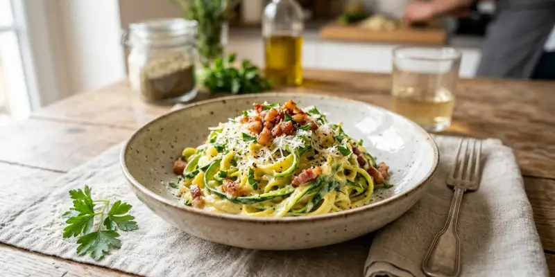 Tagliatelles de Courgettes à la Carbonara Authentique