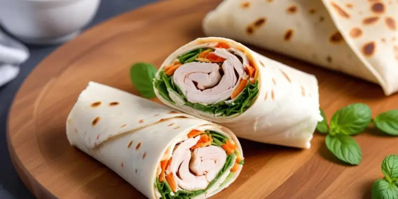 Wraps Frais au Poulet, Yaourt et Menthe
