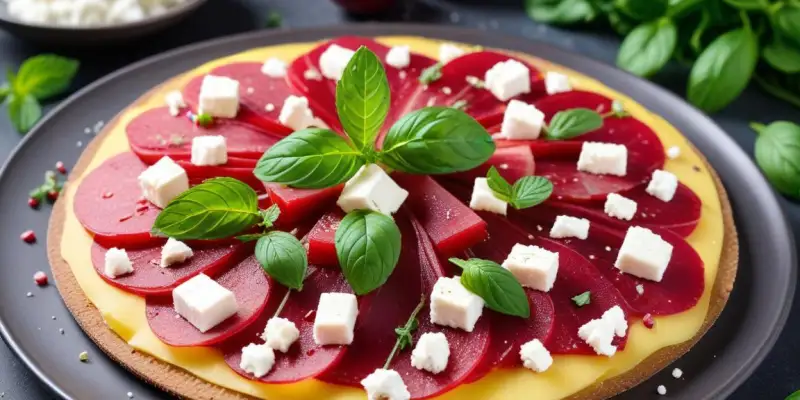 Carpaccio de Betteraves Crues, Feta et Menthe Fraîche
