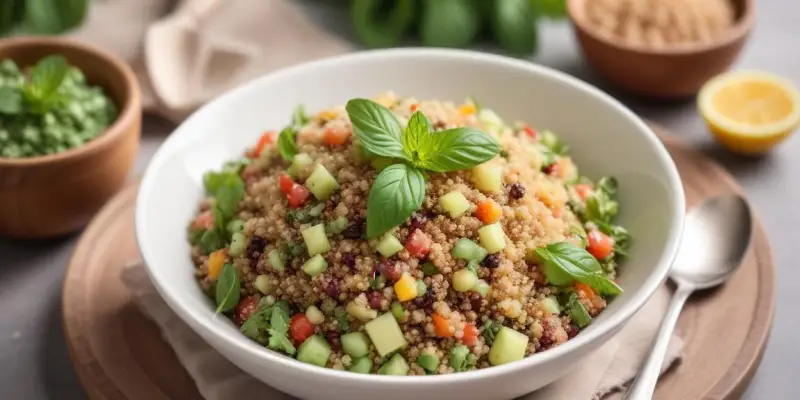 Salade de quinoa, fèves et menthe