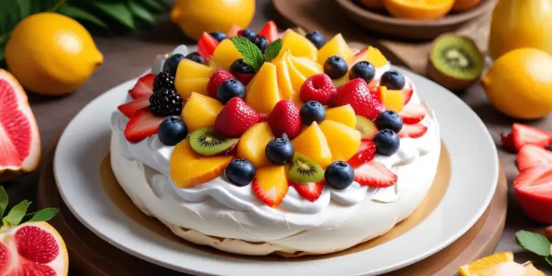 Pavlova aux fruits exotiques