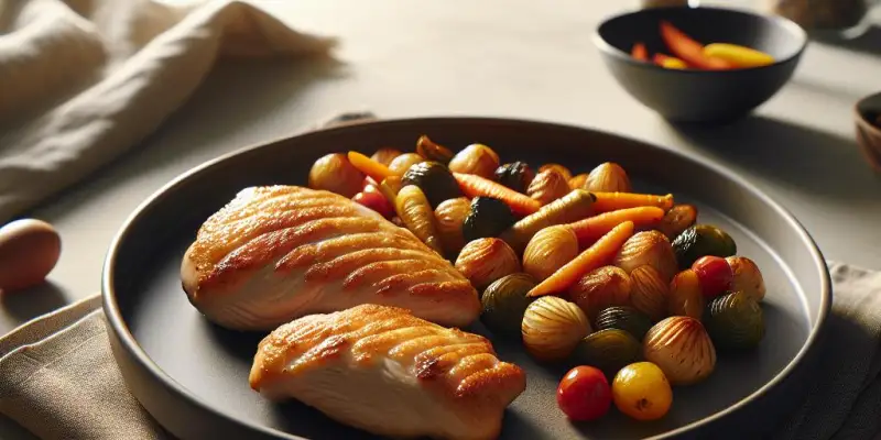Blancs de poulet au Air Fryer : la recette avec des petits légumes rôtis